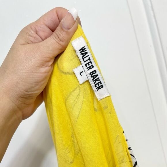 WALTER BAKER Lilith Relaxed Long Sleeve Mini Dress in Yellow Floral Print Size L - Picture 10 of 10